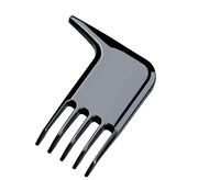 Schwarzer Zwiebel- und Gemüsewürfleraufsatz aus Kunststoff, schräg von oben fotografiert.