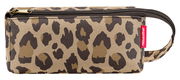 Leopardenmuster-Tasche mit Reißverschluss und Trageschlaufe, seitliche Perspektive