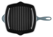 Grillpfanne 26cm Ocean in Draufsicht mit gerillter Oberfläche und blauem Griff
