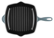 Grillpfanne 26cm Ocean in Draufsicht mit gerillter Oberfläche und blauem Griff