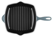 Grillpfanne 26cm Ocean in Draufsicht mit gerillter Oberfläche und blauem Griff