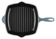 Grillpfanne 26cm Ocean in Draufsicht mit gerillter Oberfläche und blauem Griff