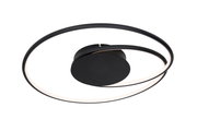 Moderne LED-Deckenleuchte mit schwarzem, kreisförmigem Design, seitliche Perspektive