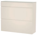 Hängeschuhschrank in cremeweißer Farbe mit drei Klappen, seitliche Perspektive