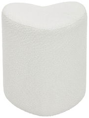 Weißer, herzförmiger Hocker aus weichem Material, seitliche Perspektive