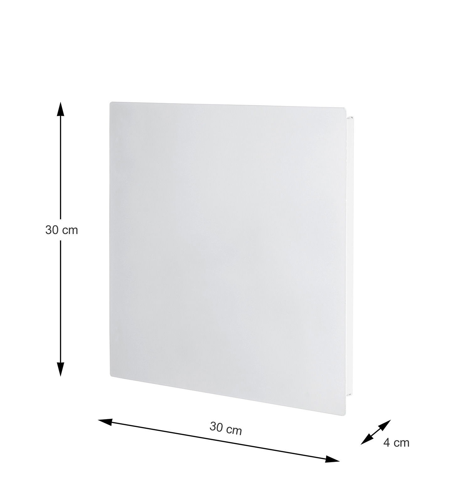 Schlüsselkasten XORA DUNJA in weißer Farbe, quadratische Form, Maße 30x30x4 cm, seitliche Perspektive