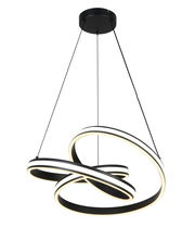 Moderne LED-Hängeleuchte mit geschwungenem Design, seitliche Perspektive