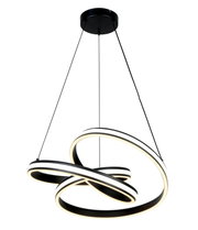 Moderne LED-Hängeleuchte mit geschwungenem Design, seitliche Perspektive
