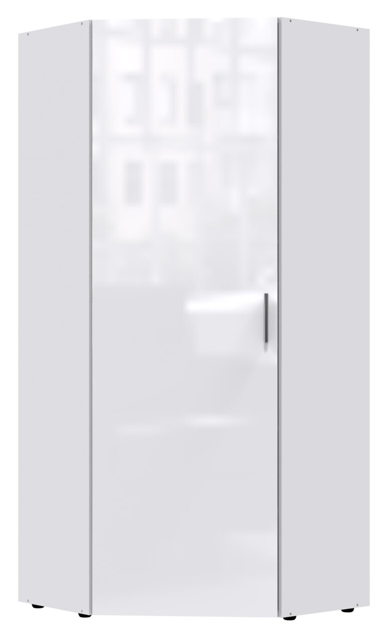 XORA Eckkleiderschrank MALTA Eckkleiderschrank XORA MALTA in weißer Farbe, frontale Perspektive
