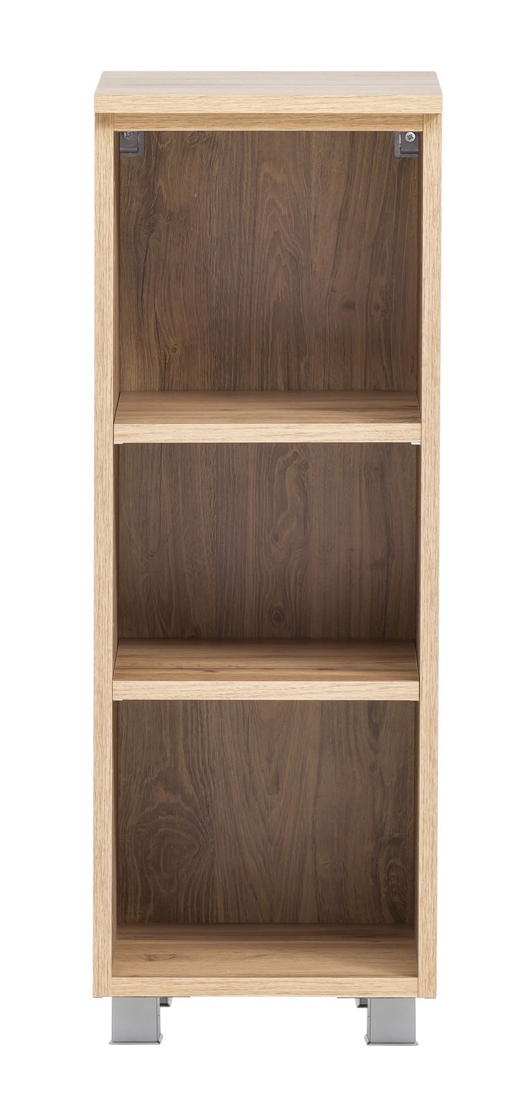 Unterschrank-Regal aus Holz mit zwei Einlegeböden, frontale Ansicht