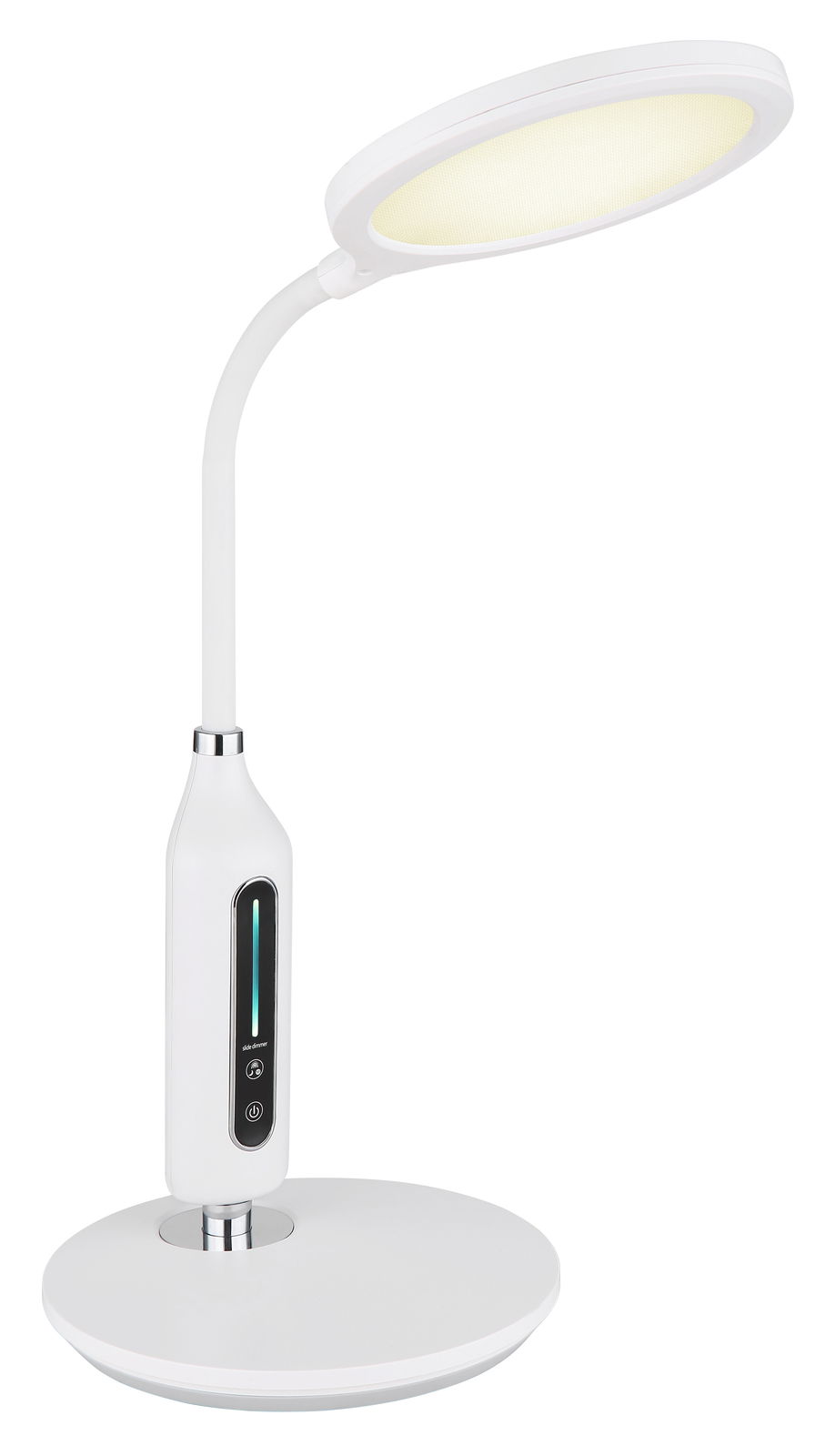 Globo Lighting Tischleuchte FRUGGY Moderne weiße Tischleuchte FRUGGY mit flexiblem Hals und Touch-Bedienfeld, seitliche Perspektive