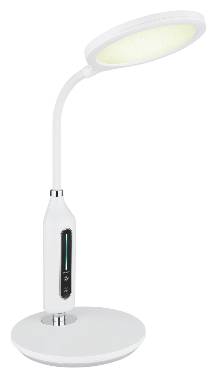 Globo Lighting Tischleuchte FRUGGY Moderne weiße Tischleuchte FRUGGY mit flexiblem Hals und Touch-Bedienfeld, seitliche Perspektive