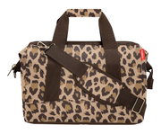 Tas met luipaardprint en bruine hengsels, zijaanzicht