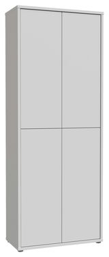 Hochformatiger XL-Schuhschrank mit vier Türen in schlichtem Design, seitliche Perspektive