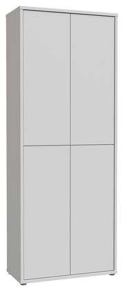 Hochformatiger XL-Schuhschrank mit vier Türen in schlichtem Design, seitliche Perspektive