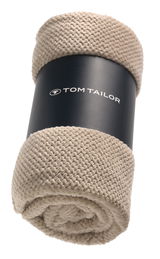 Beige Tom Tailor Plaid T-STRUCTURE, zusammengerollt, aus seitlicher Perspektive fotografiert