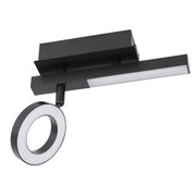Moderne schwarze Spotleuchte CARDILLIO 2 mit kreisförmigem und rechteckigem Element, seitliche Perspektive