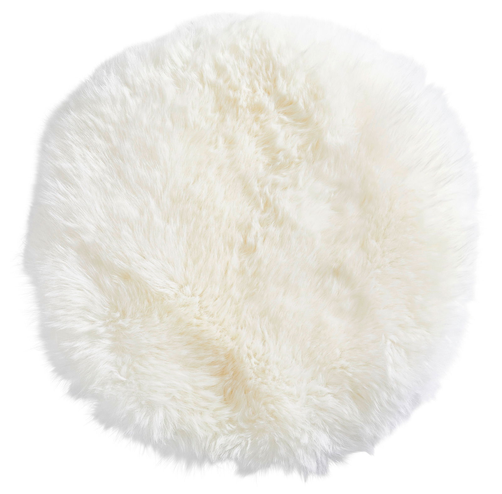 Rundes Schaffell Sitzkissen in Weiß, Draufsicht
