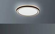 Runde LED-Deckenleuchte mit modernem Design, seitliche Perspektive