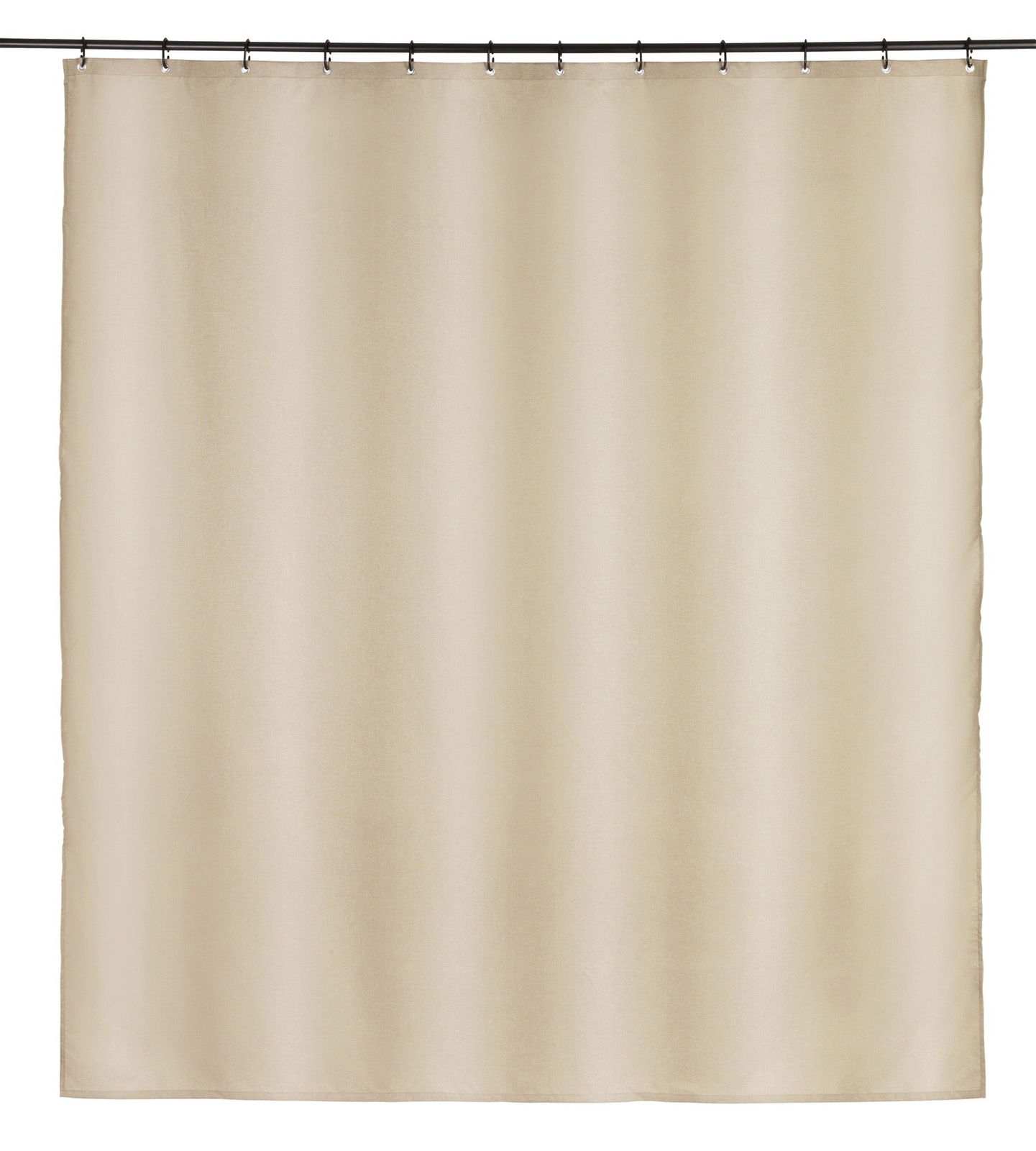 Beiger Duschvorhang 180x200 cm, frontal aufgenommen
