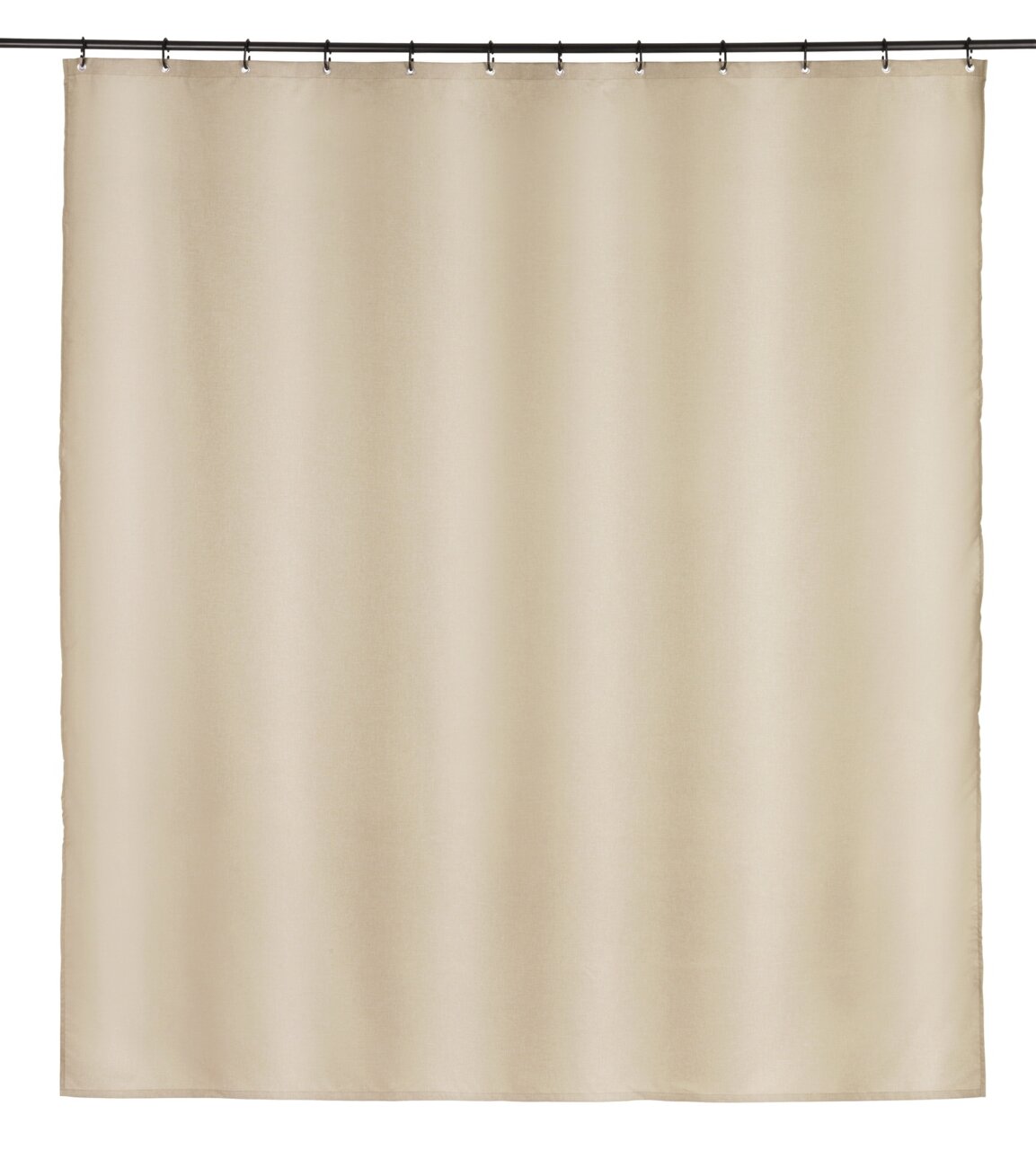 Beiger Duschvorhang 180x200 cm, frontal aufgenommen