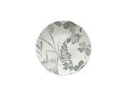 Porzellanteller mit grauem Blattmuster, Draufsicht