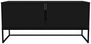 Schwarzes TV-Lowboard mit zwei Türen, frontale Ansicht
