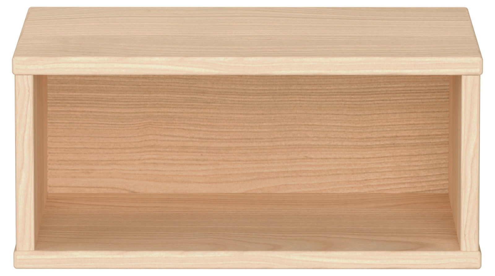 Rechteckige Wandbox aus hellem Holz, frontal betrachtet