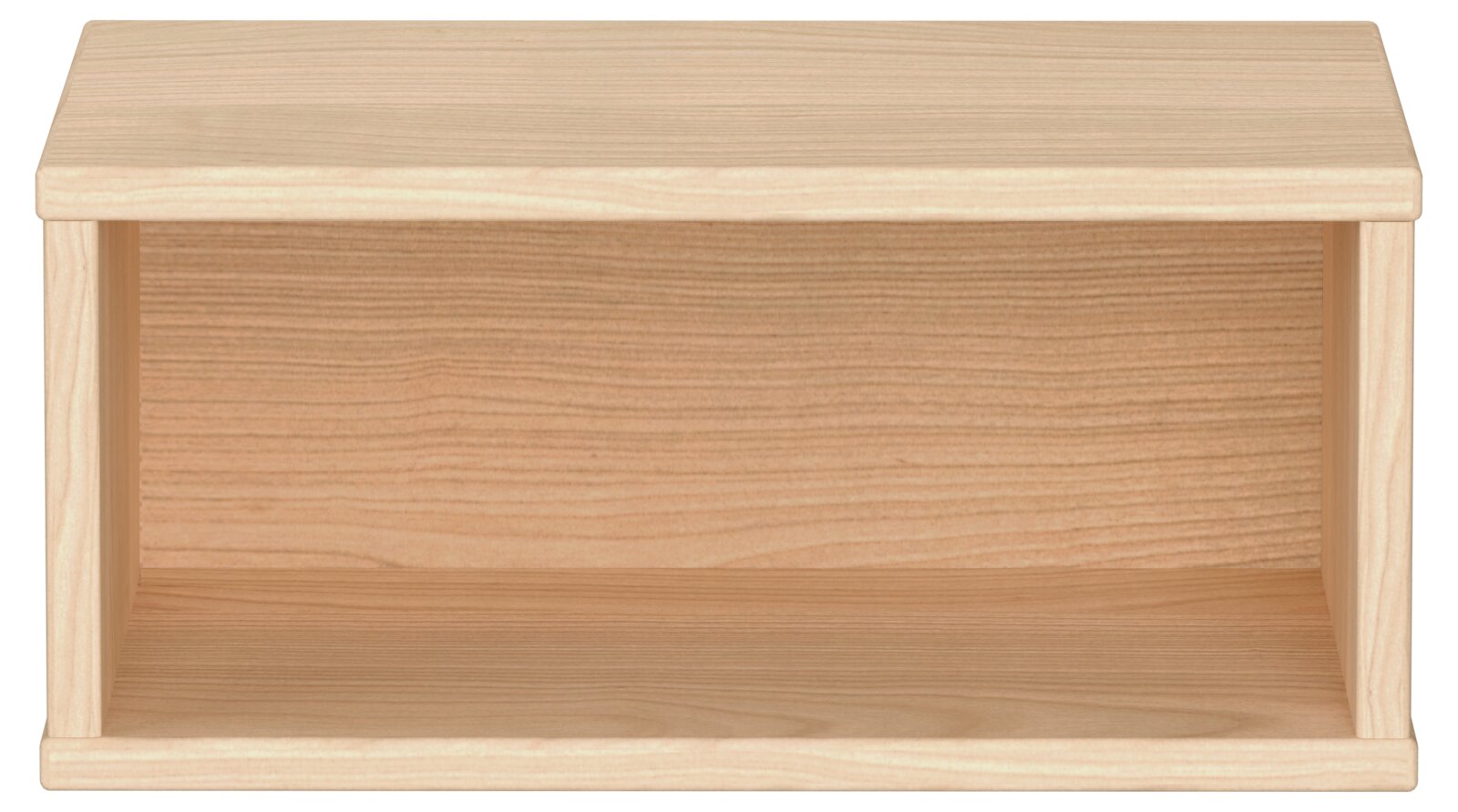 Rechteckige Wandbox aus hellem Holz, frontal betrachtet