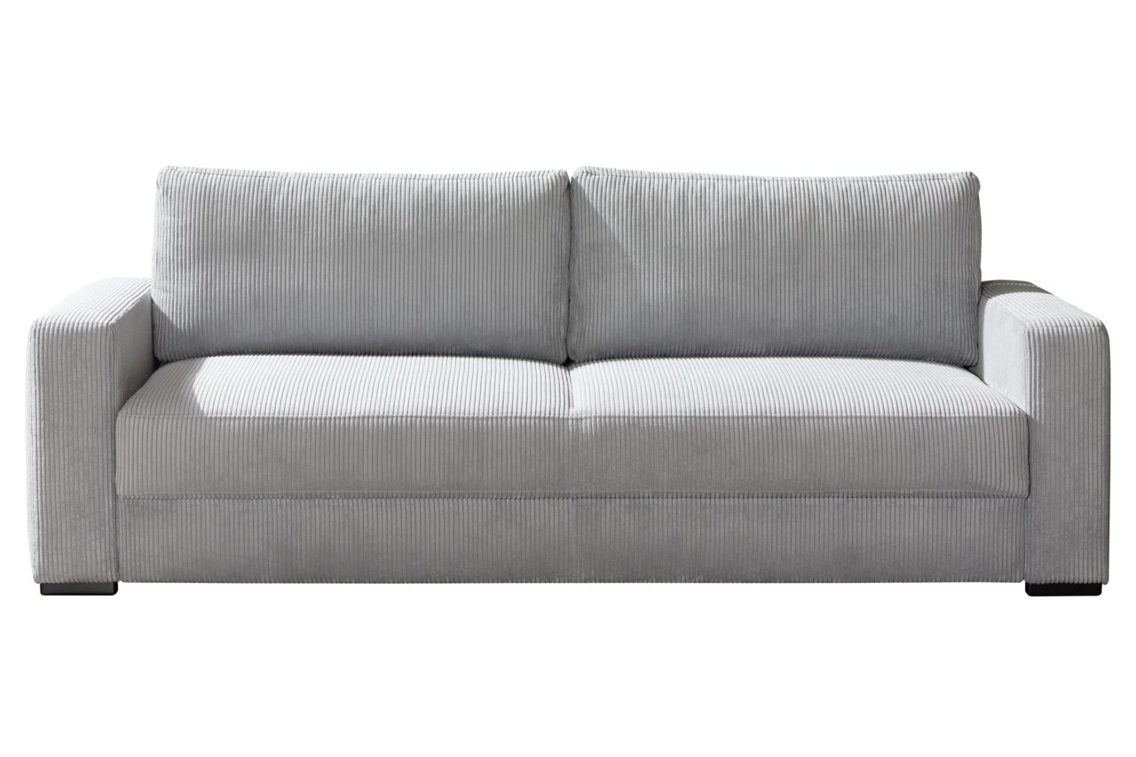 Graues Querschläfer-Sofa aus Cordstoff, Frontalansicht