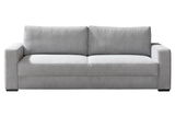 Graues Querschläfer-Sofa aus Cordstoff, Frontalansicht