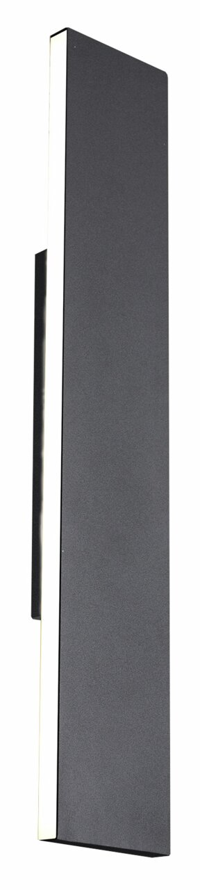 Moderne, rechteckige Wandleuchte Concha in schwarzem Finish, seitliche Perspektive.