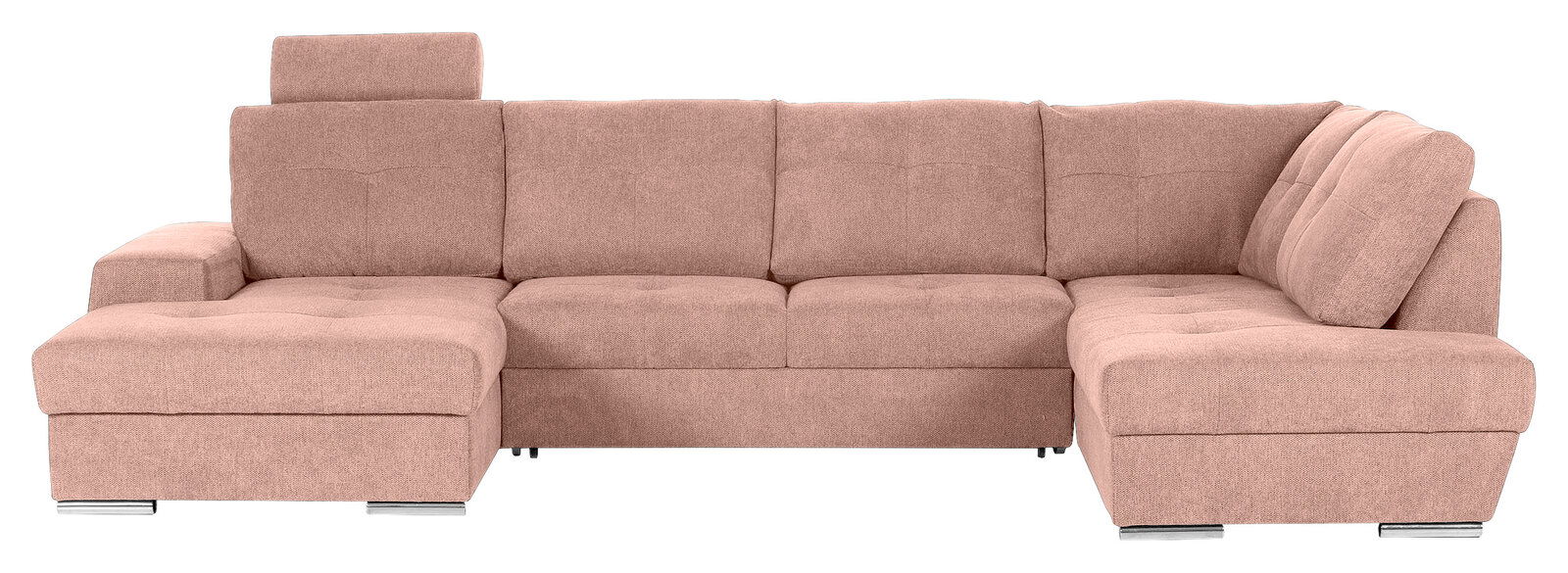 Beige Ecksofa mit Ottomane links, Frontalansicht