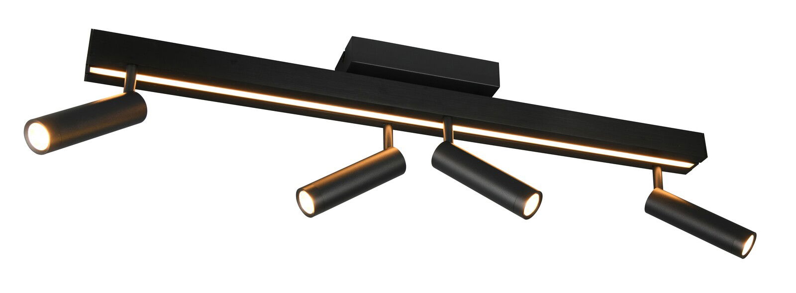 Moderne Deckenleuchte Zeno mit vier verstellbaren Strahlern, seitliche Perspektive