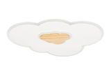 LED-Deckenleuchte in Wolkenform mit Holzdetail, Ansicht von oben