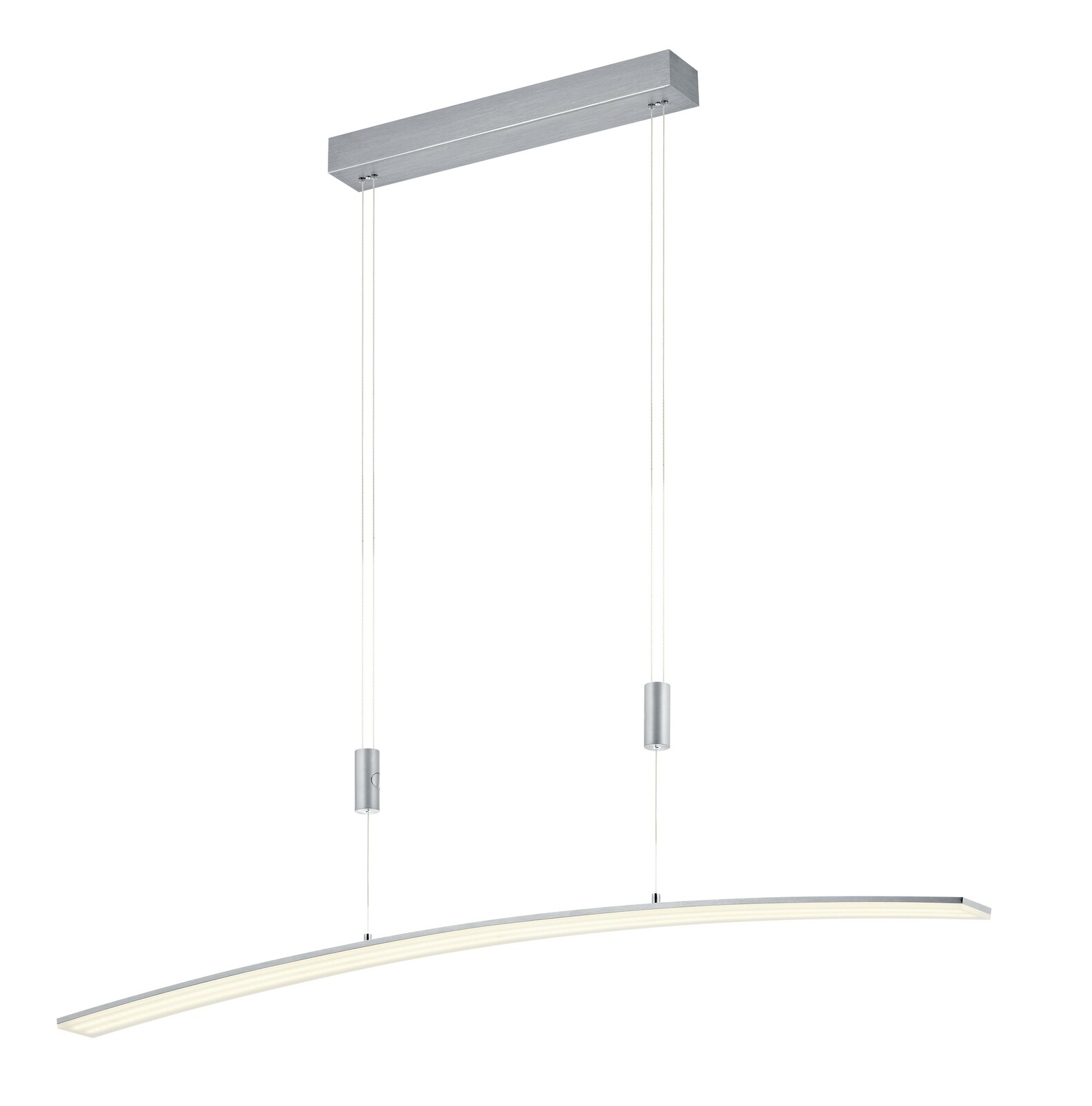 Moderne LED-Pendelleuchte NEW LOIRE in gebogener Form, seitliche Perspektive