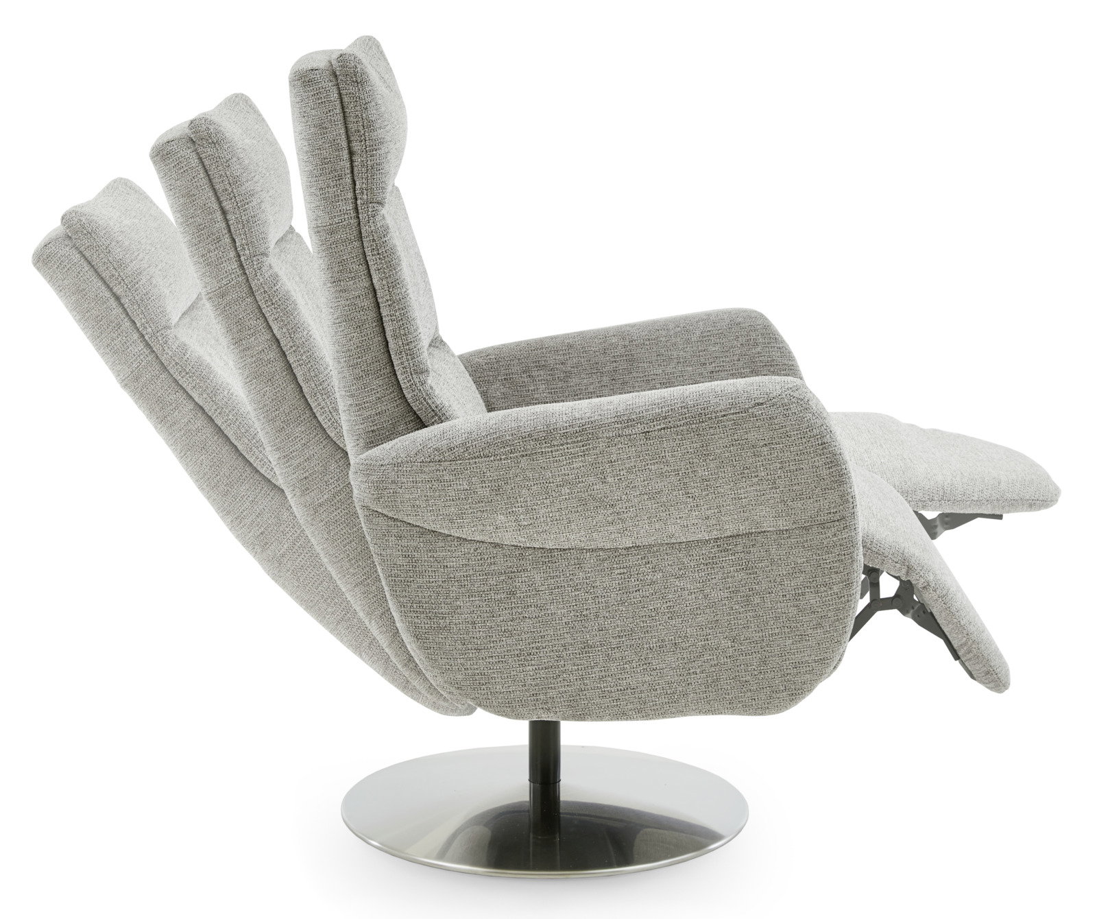 Beldomo Comfort Relaxsessel KAMP-STYLE Grauer Relaxsessel mit verstellbarer Rückenlehne und Fußstütze, seitliche Perspektive