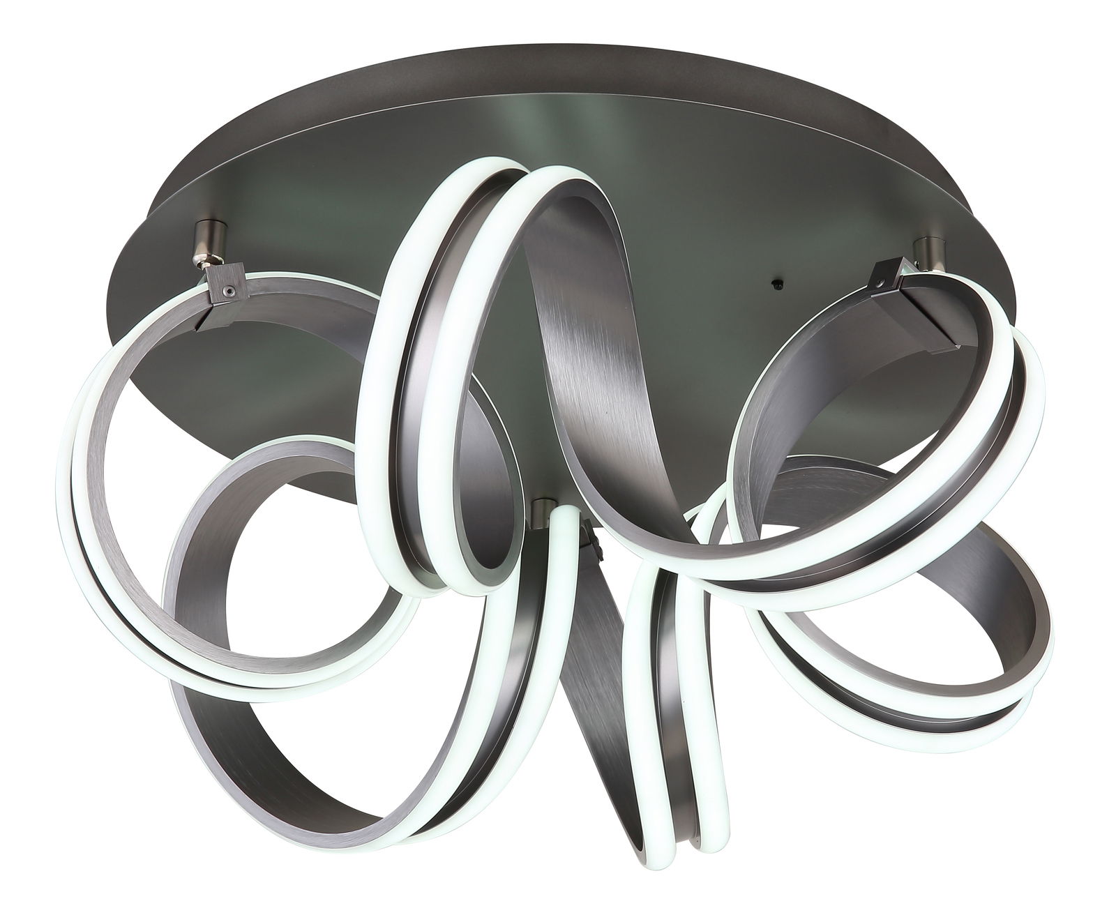 Moderne Deckenleuchte KUNI mit geschwungenen LED-Lichtbändern, Ansicht von unten