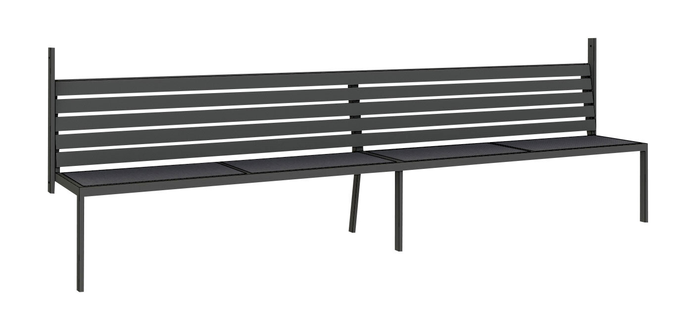 Siena Garden Bank SCHATTENMANUFAKTUR Moderne schwarze Bank mit horizontalen Latten und minimalistischem Design, seitliche Perspektive