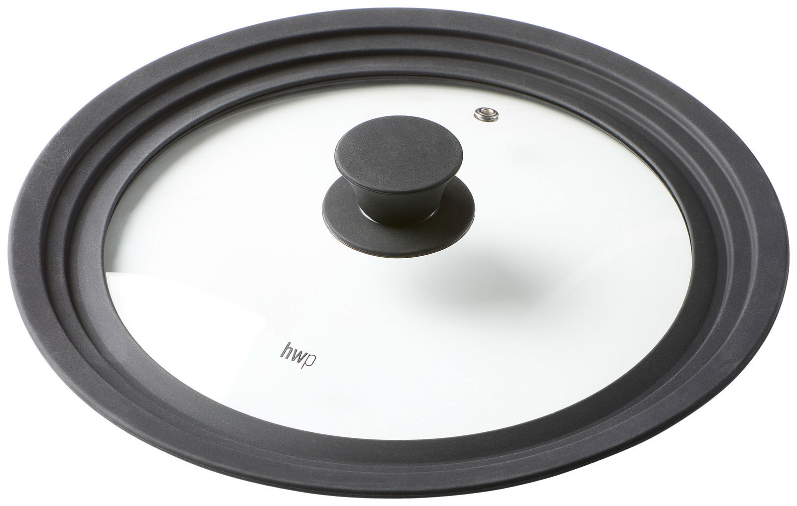 Universal-Glasdeckel mit schwarzem Rand und Griff, Draufsicht