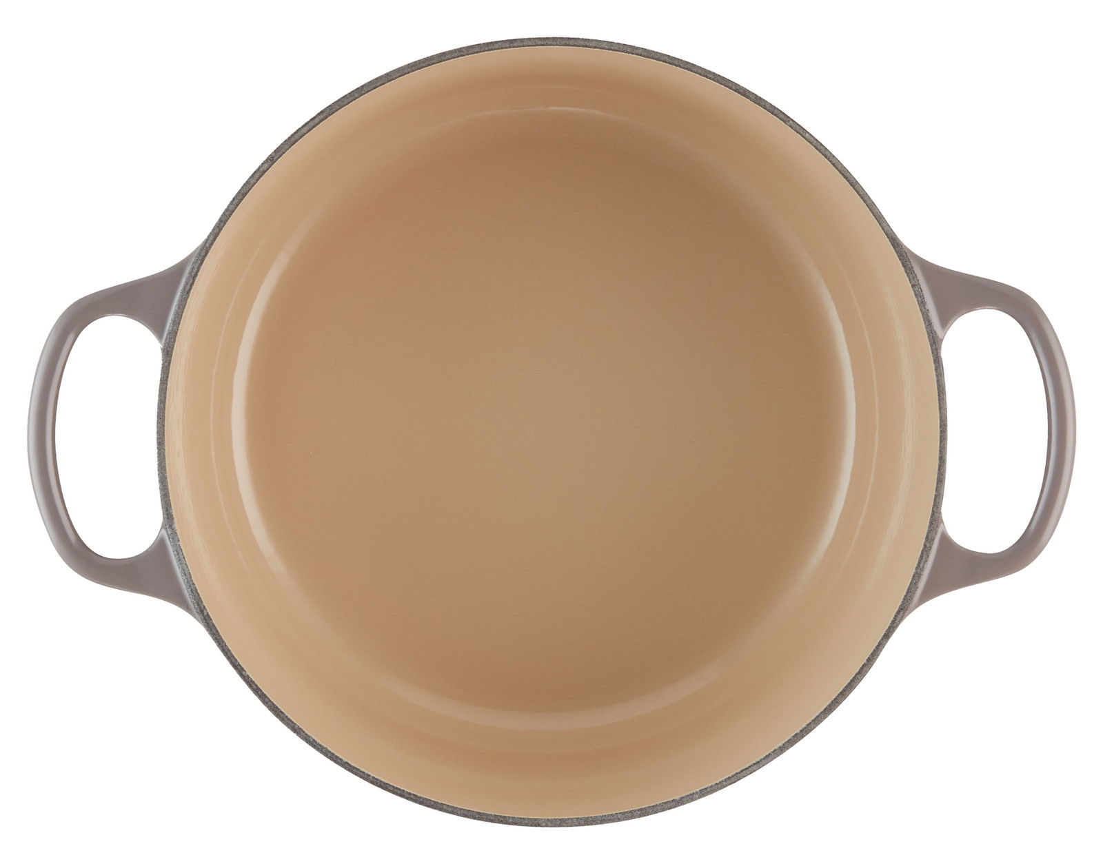 Runder Bräter Flint, Draufsicht, mit zwei Griffen, beige Innenfläche