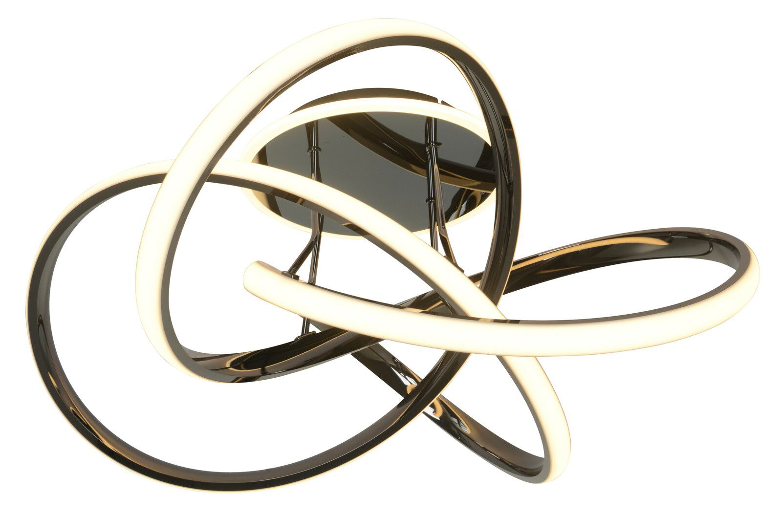 Geeti LED-Deckenleuchte BANDOL Moderne LED-Deckenleuchte mit geschwungenen, leuchtenden Ringen aus seitlicher Perspektive