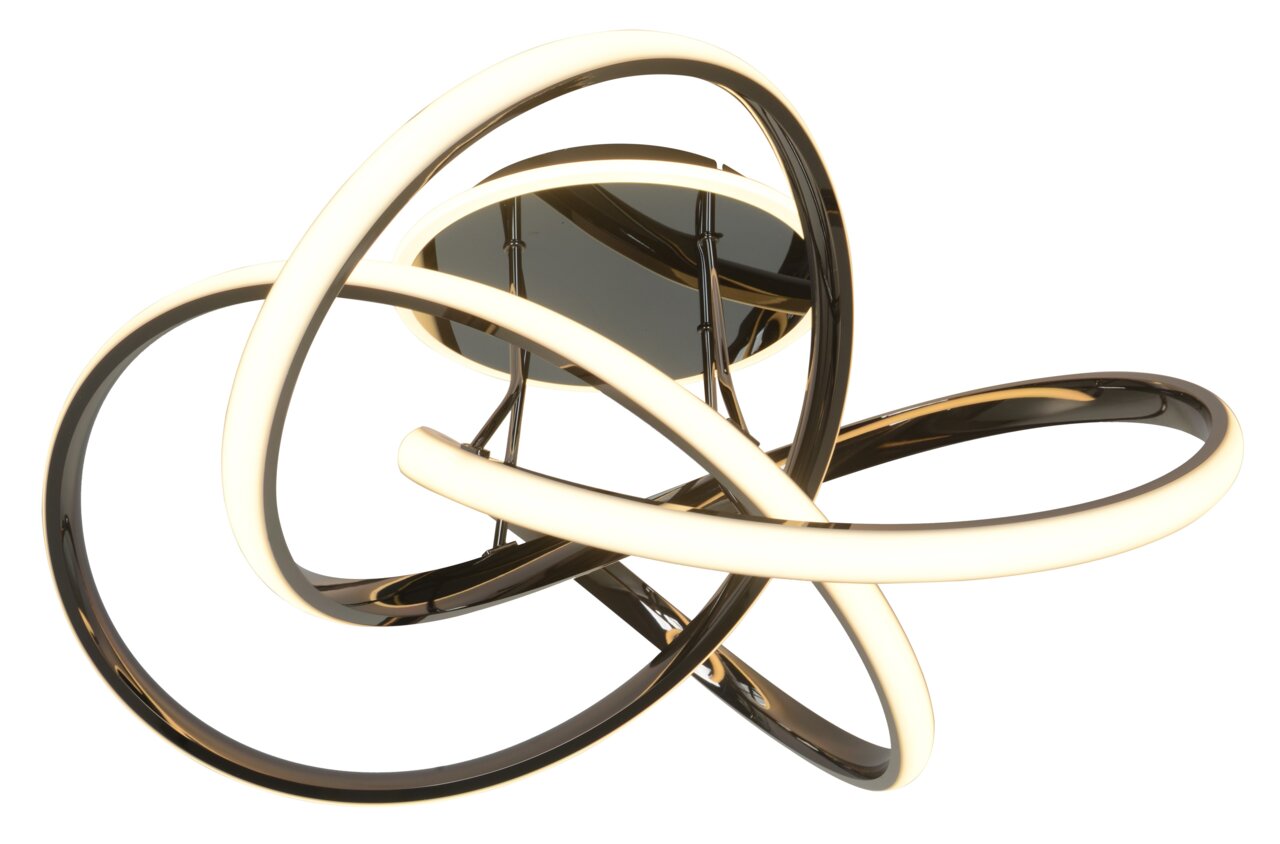 Geeti LED-Deckenleuchte BANDOL Moderne LED-Deckenleuchte mit geschwungenen, leuchtenden Ringen aus seitlicher Perspektive