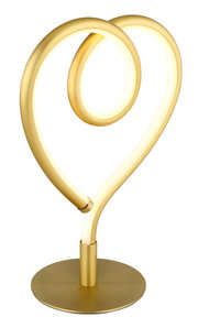 Goldene LED-Tischleuchte in Herzform, seitliche Perspektive
