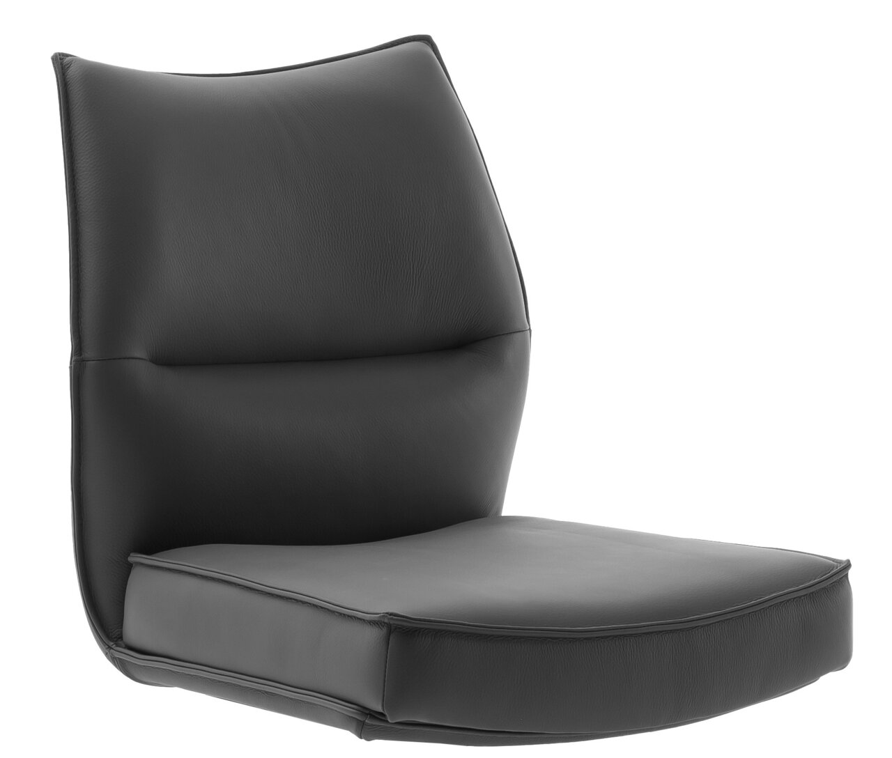 Schwarzer Stuhlsitz und Rückenlehne aus Leder, seitliche Perspektive