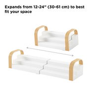 Erweiterbares 3-stufiges Gewürzregal mit Holzgriffen, Ansicht von der Seite.