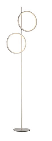 Moderne Stehleuchte MINI RITUS mit zwei leuchtenden Ringen, seitliche Perspektive