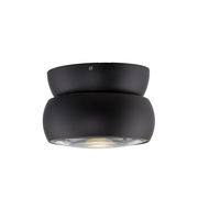 Schwarze LED-Deckenleuchte in seitlicher Perspektive