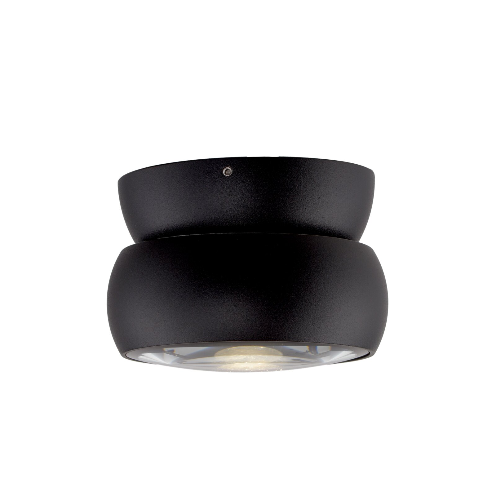 Zwarte led-plafondlamp in zijaanzicht