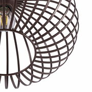 Moderne Deckenleuchte mit braunem, geometrischem Metallgitterdesign, seitliche Perspektive